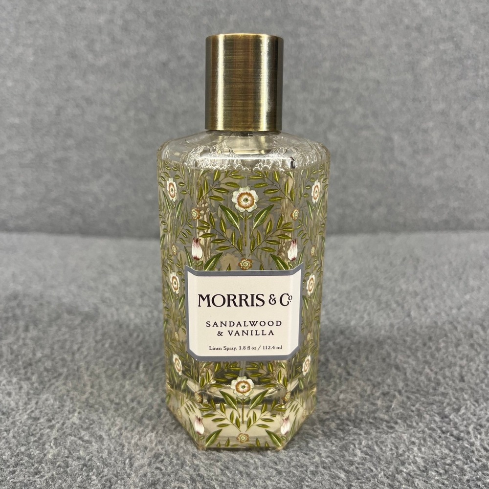 Morris & Co Linen Spray Sandalwood Vanilla Floral Glass Bottle Home 3.8 oz